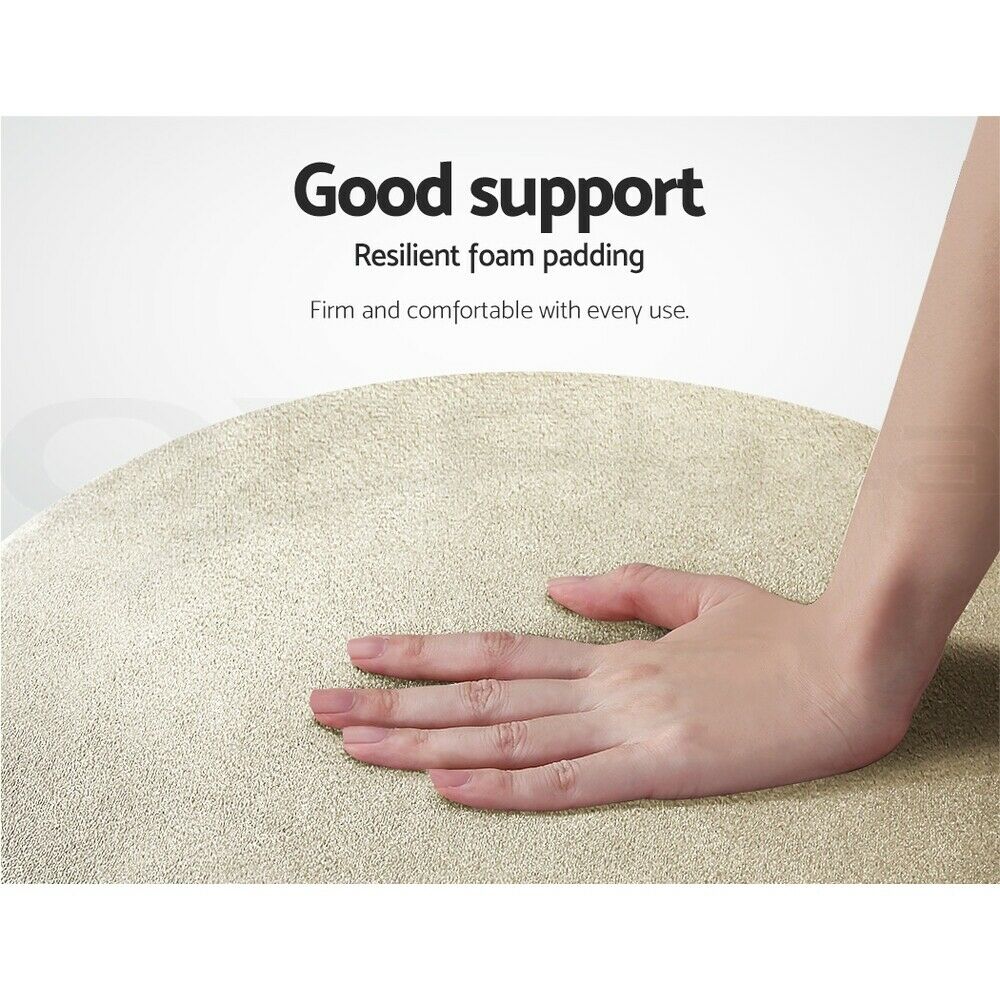 Round Velvet Ottoman Footstool, Pouffe with Padded Seat β Cream