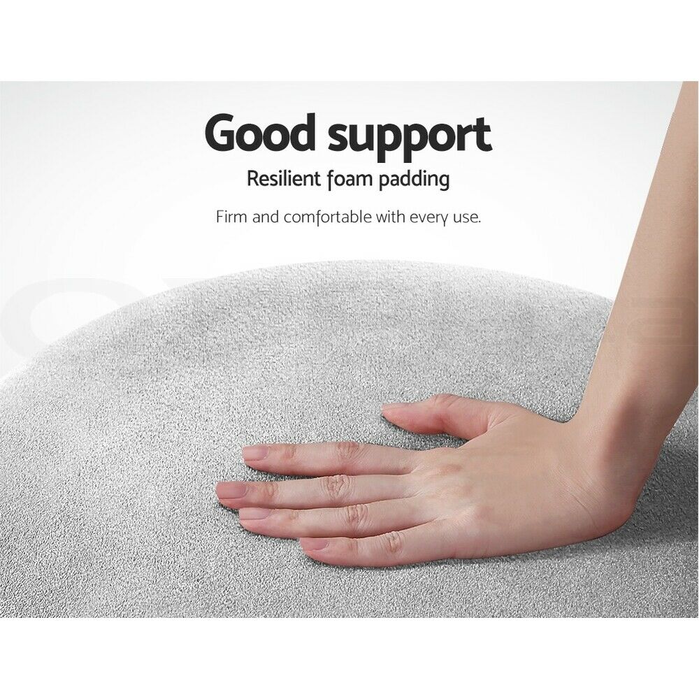 Round Velvet Ottoman Footstool, Pouffe with Padded Seat β Grey