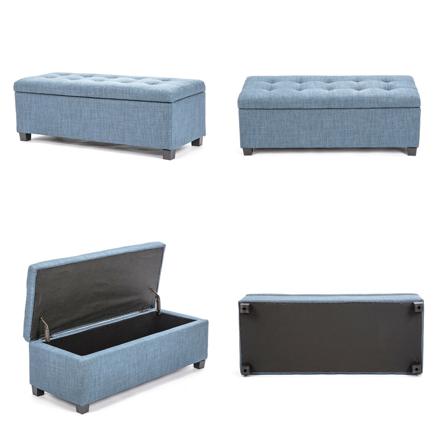 Bestselling Bella Ottoman Storage Box Australia- Light Grey Linen Fabric