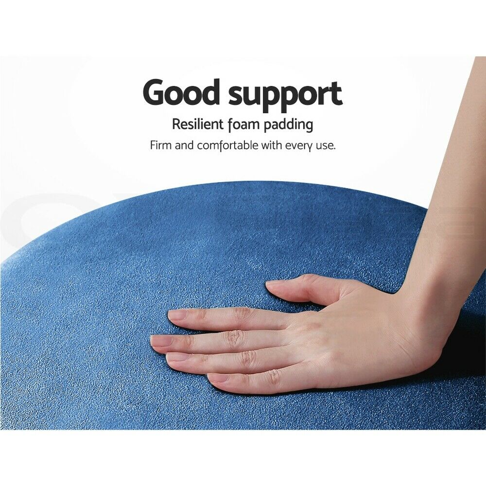 Round Velvet Ottoman Footstool, Pouffe with Padded Seat β Navy