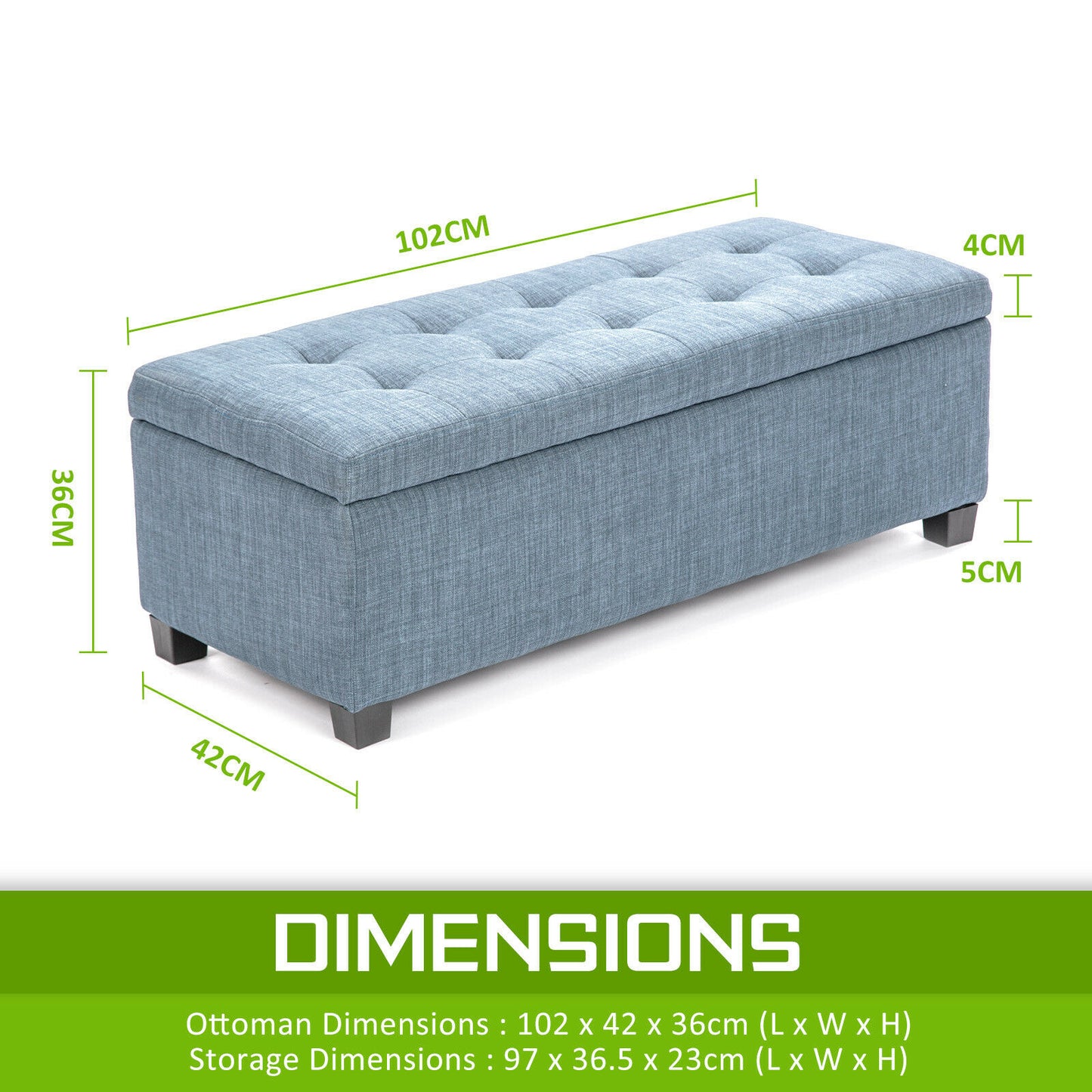 Bestselling Bella Ottoman Storage Box Australia- Light Grey Linen Fabric