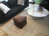 Moroccan Leather Ottoman Pouffe Pouf Footstool Coffee Table in DARK TAN