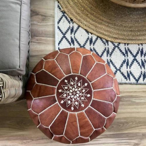 Genuine Moroccan Leather Ottoman