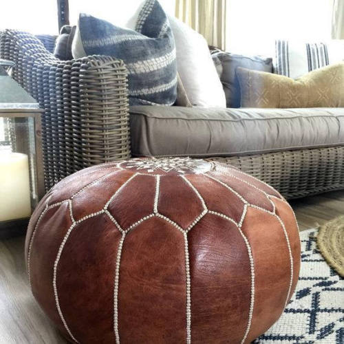 Moroccan Leather Ottoman