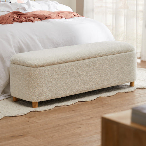 Daisy Boucle Storage Ottoman Bench Cream