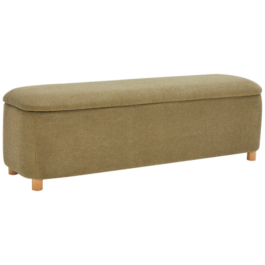 Daisy Boucle Storage Ottoman Bench Olive Green