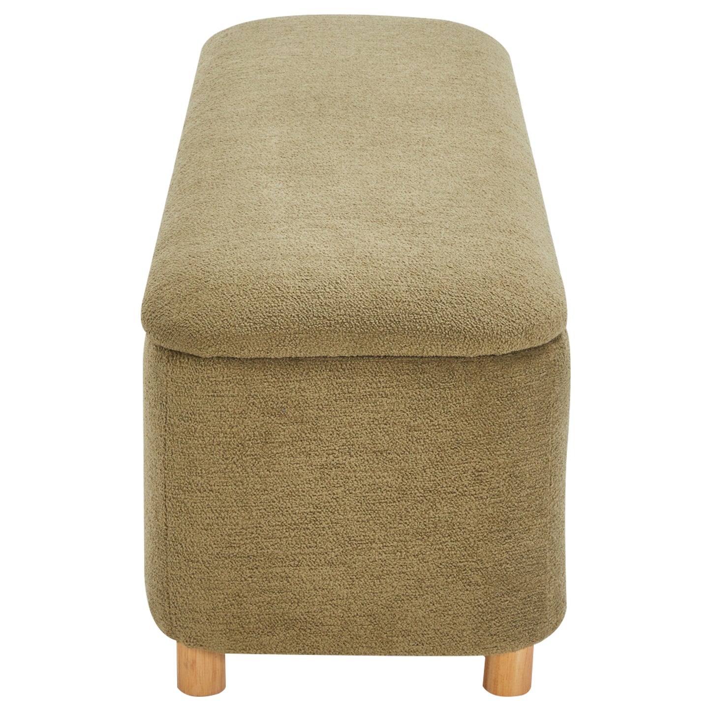 Daisy Boucle Storage Ottoman Bench Olive Green