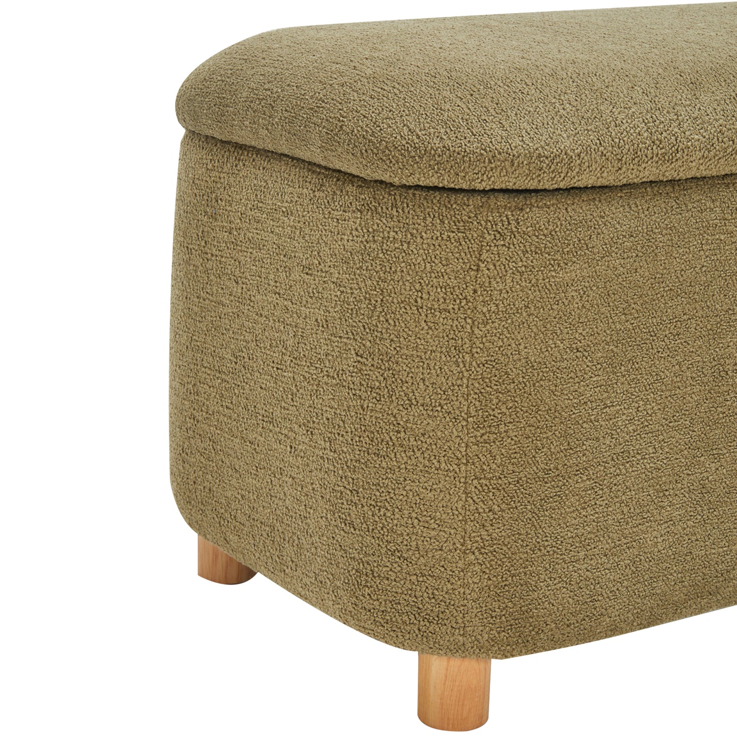 Daisy Boucle Storage Ottoman Bench Olive Green