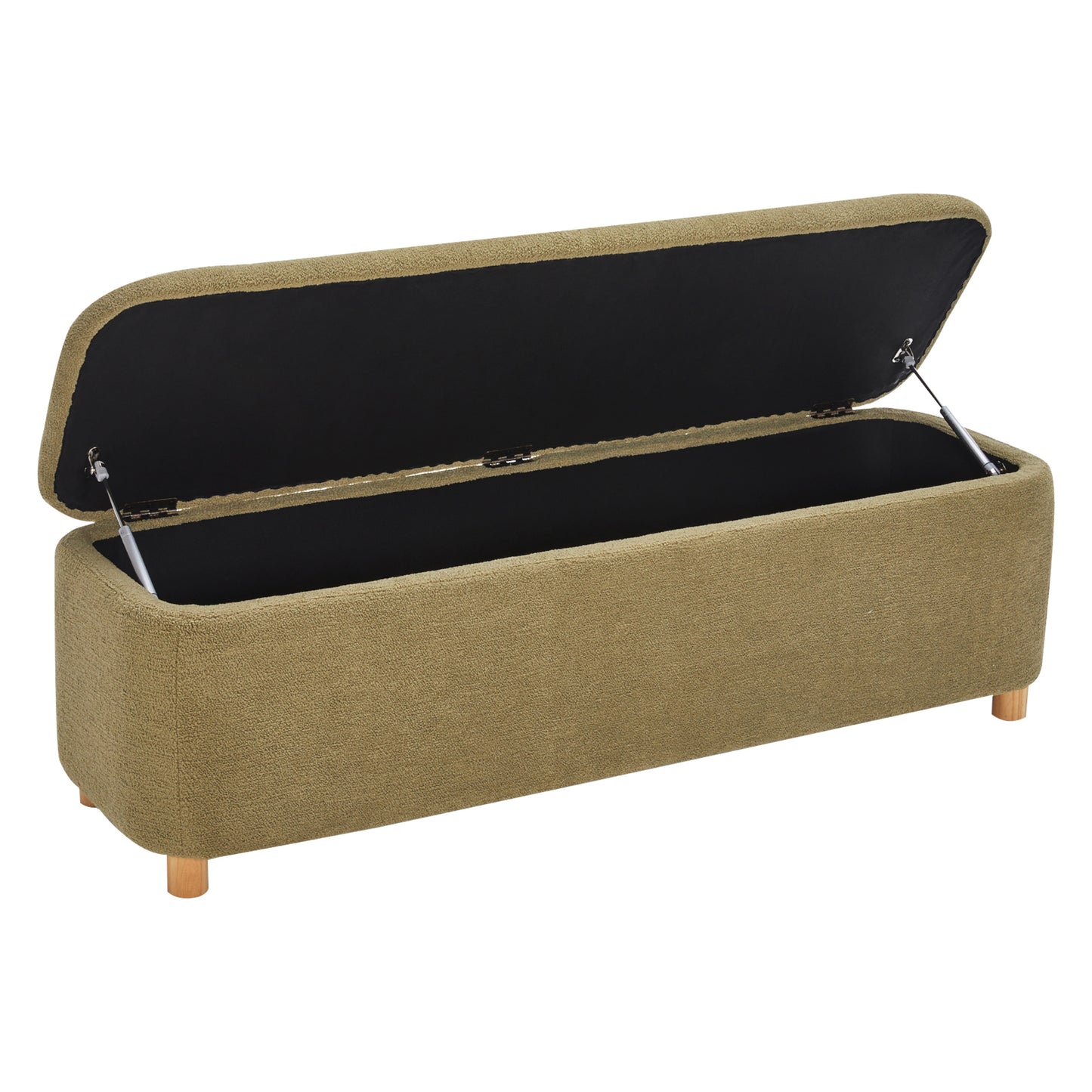 Daisy Boucle Storage Ottoman Bench Olive Green