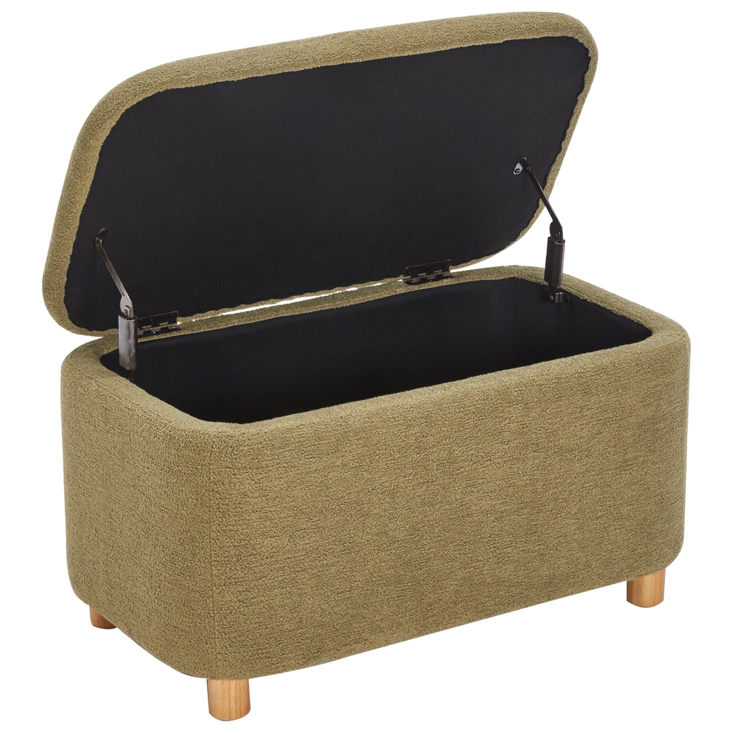 Daisy Boucle Storage Ottoman Bench Olive Green