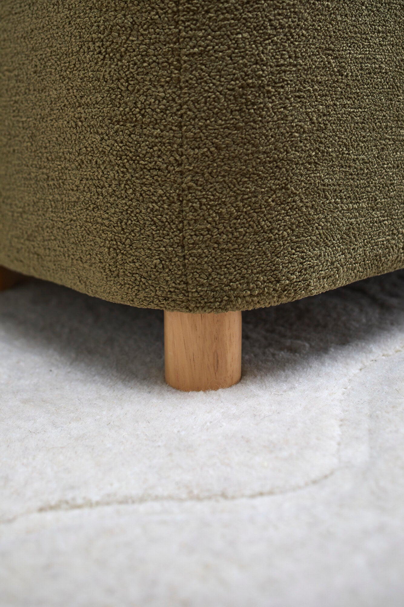 Daisy Boucle Storage Ottoman Bench Olive Green