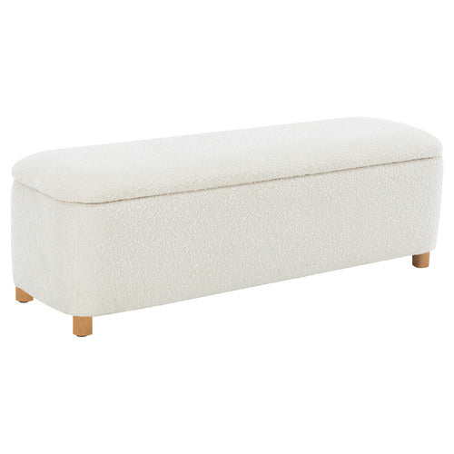 Daisy Boucle Storage Ottoman Bench Cream