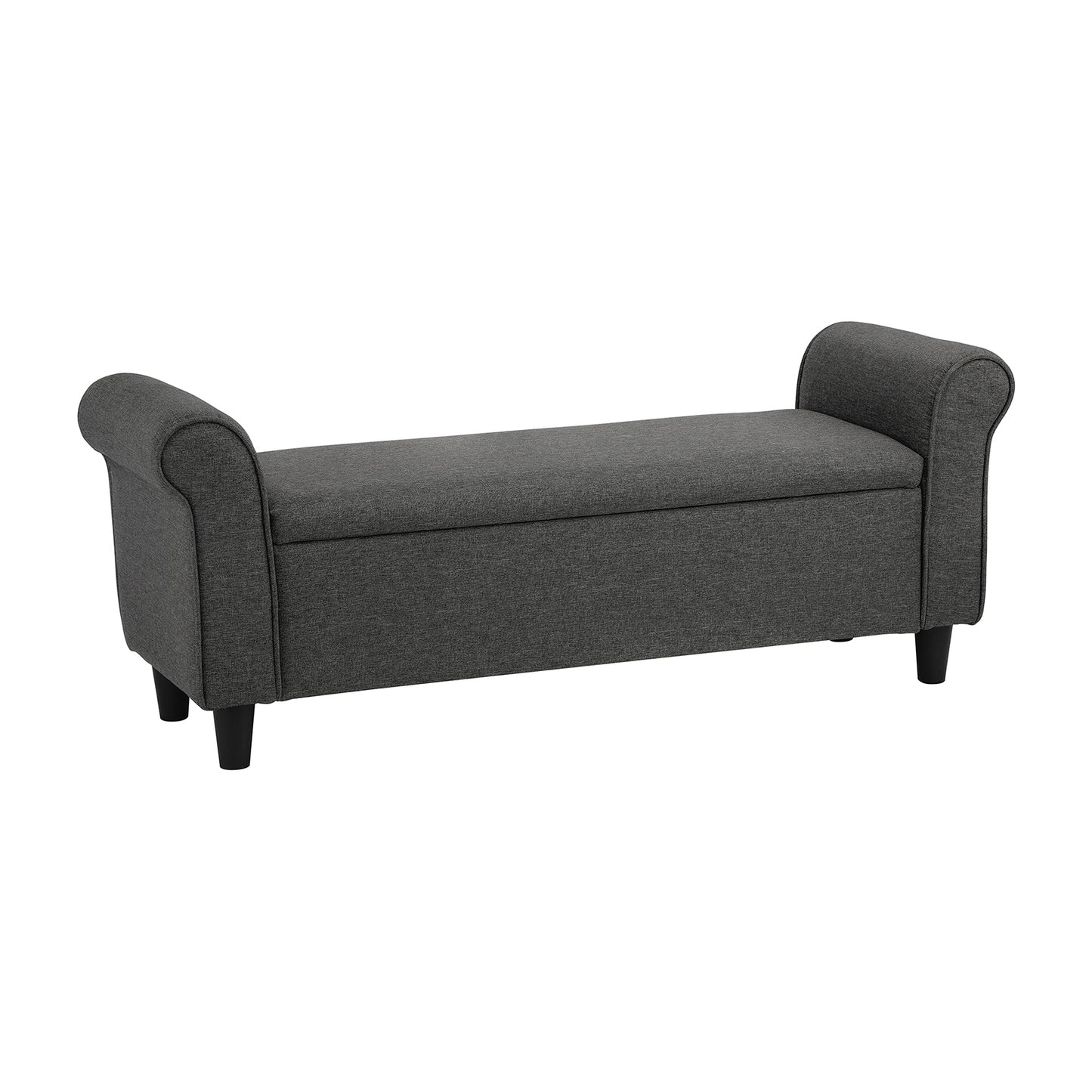 Carey Linen Multi-Functional Storage Ottoman Seat - DARK GREY