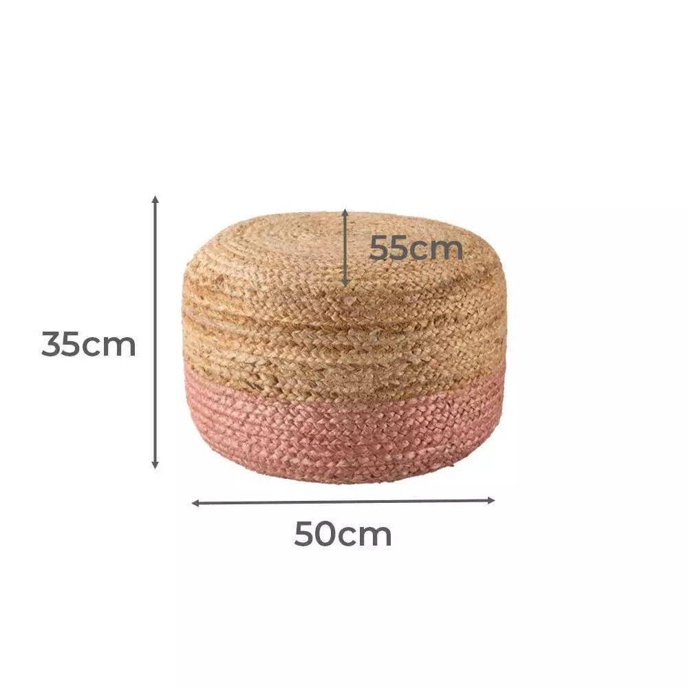 Ombre Hand-Braided Jute & Cotton Pouf Ottoman