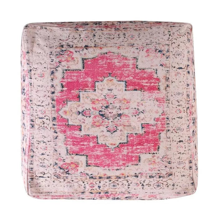 Kilim Ottoman Hand-Made Ottoman Petal Pink