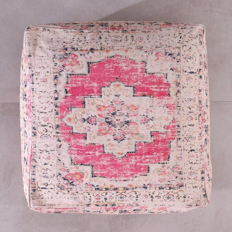 Kilim Ottoman Hand-Made Ottoman Petal Pink