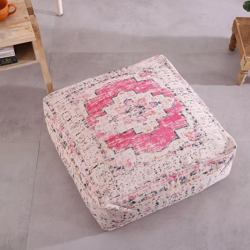 Kilim Ottoman Hand-Made Ottoman Petal Pink