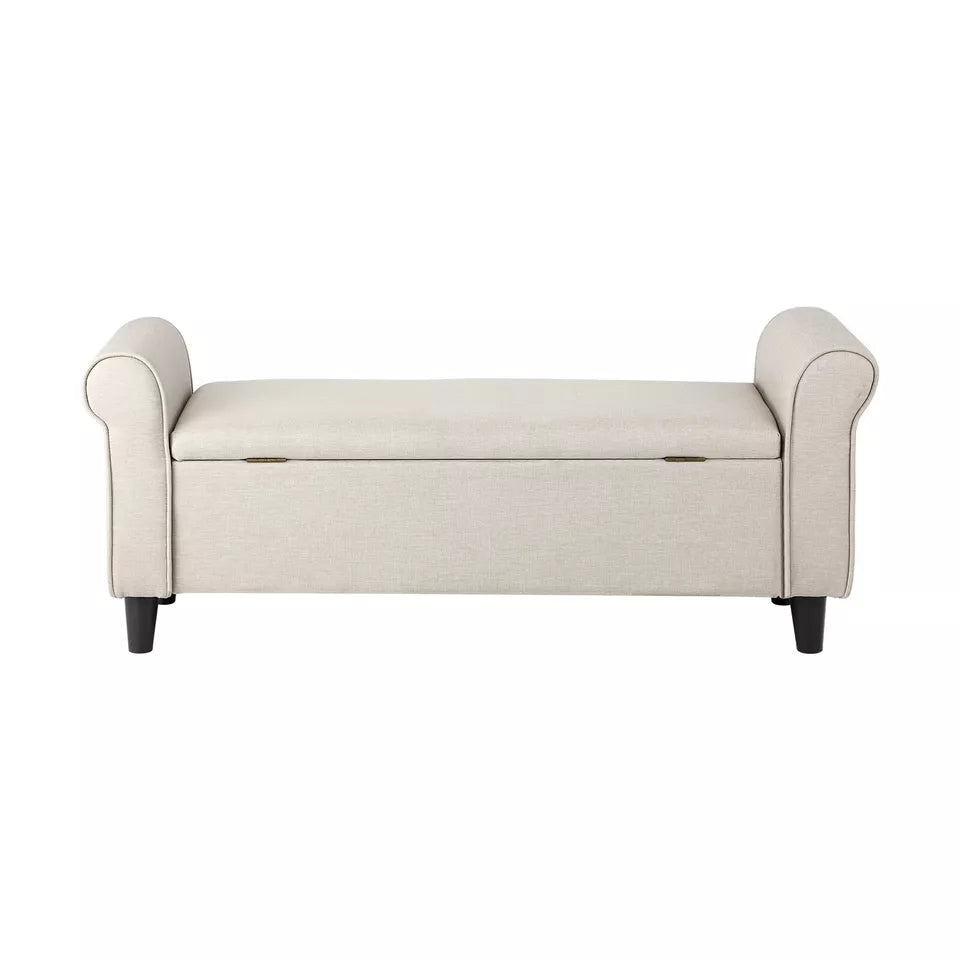 Carey Linen Multi-Functional Storage Ottoman Seat - BEIGE