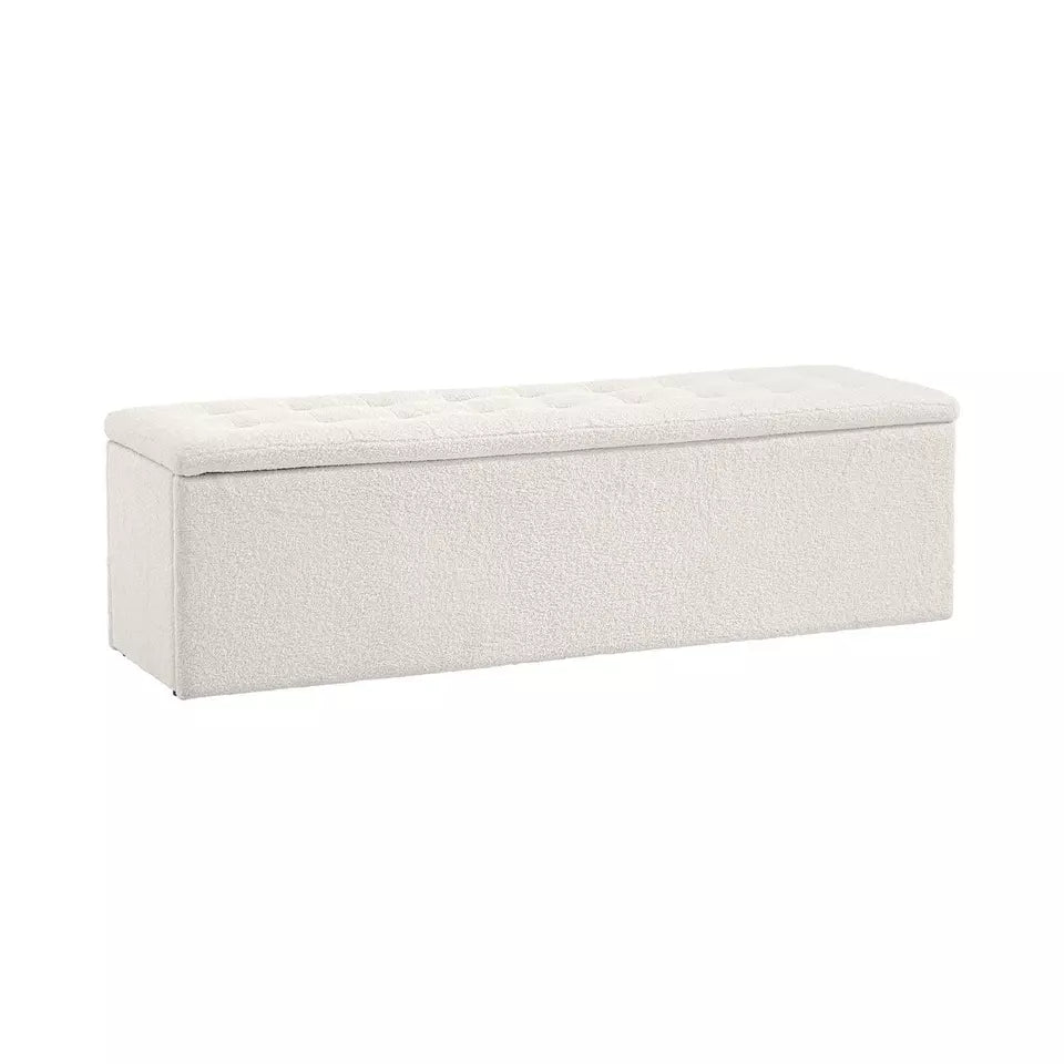 Carey XL Linen Ottoman Storage - BEIGE SHERPA FABRIC XL Size