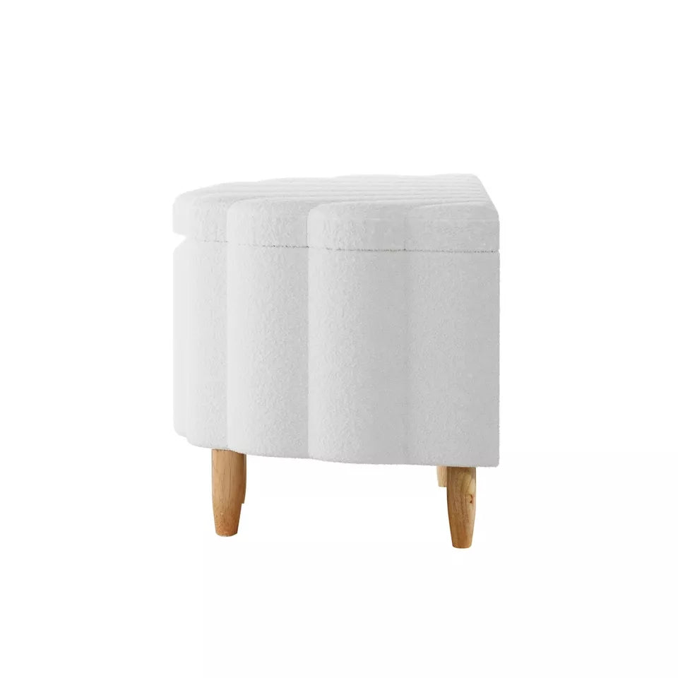 Carey Linen Ottoman Storage - WHITE SHERPA FABRIC SHELL DESIGN