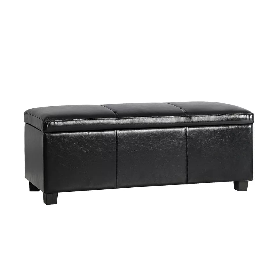 Standard Ottoman Storage Box Australia - Black - PU Leather Style