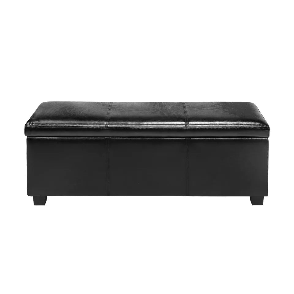 Standard Ottoman Storage Box Australia - Black - PU Leather Style