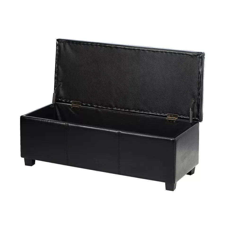 Standard Ottoman Storage Box Australia - Black - PU Leather Style