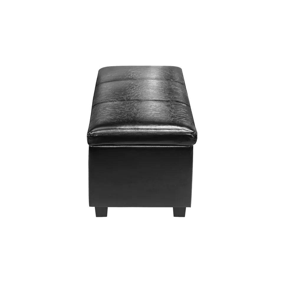 Standard Ottoman Storage Box Australia - Black - PU Leather Style