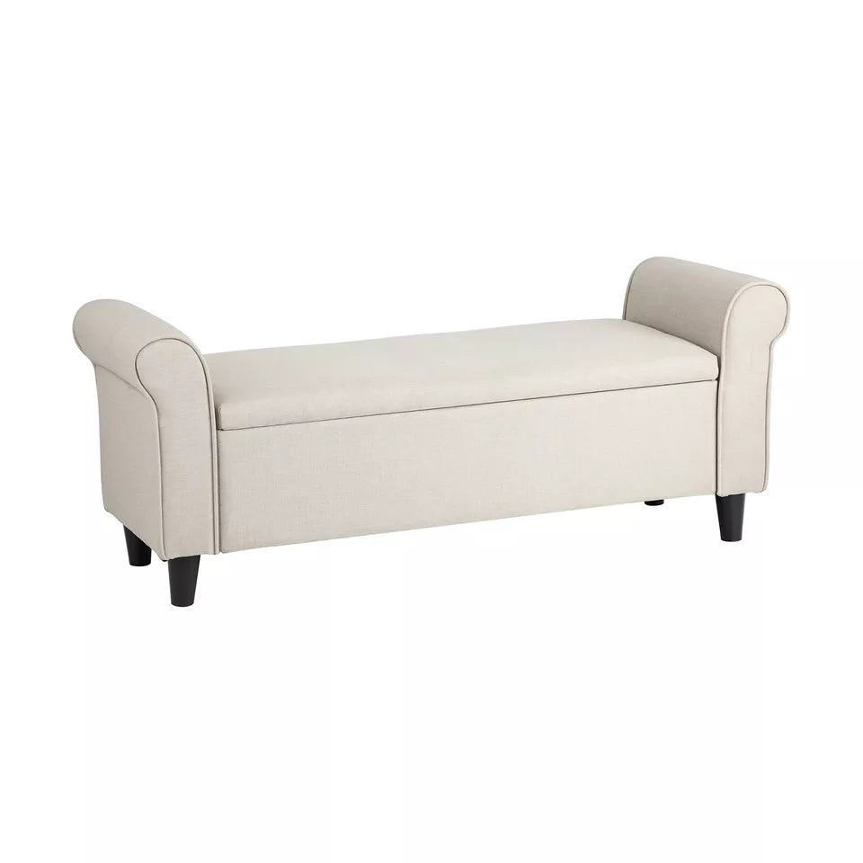 Carey Linen Multi-Functional Storage Ottoman Seat - BEIGE