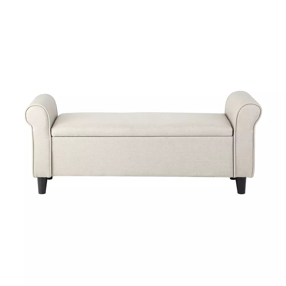 Carey Linen Multi-Functional Storage Ottoman Seat - BEIGE