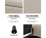 Storage Ottoman Blanket Box Linen Fabric Arm Foot Stool - Beige - (Couch Design)