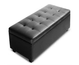 Black PU Ottoman Storage Box Australia - Smooth Black - PU Leather Style