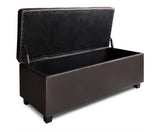 Black PU Ottoman Storage Box Australia - Smooth Brown - PU Leather Style