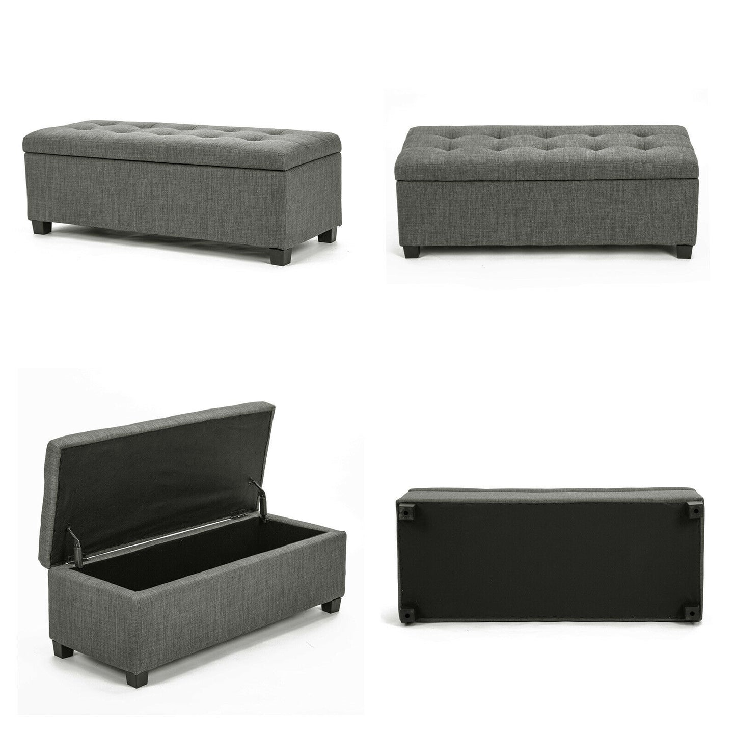 Bestselling Bella Ottoman Storage Box Australia- Dark Gum Grey Linen Fabric