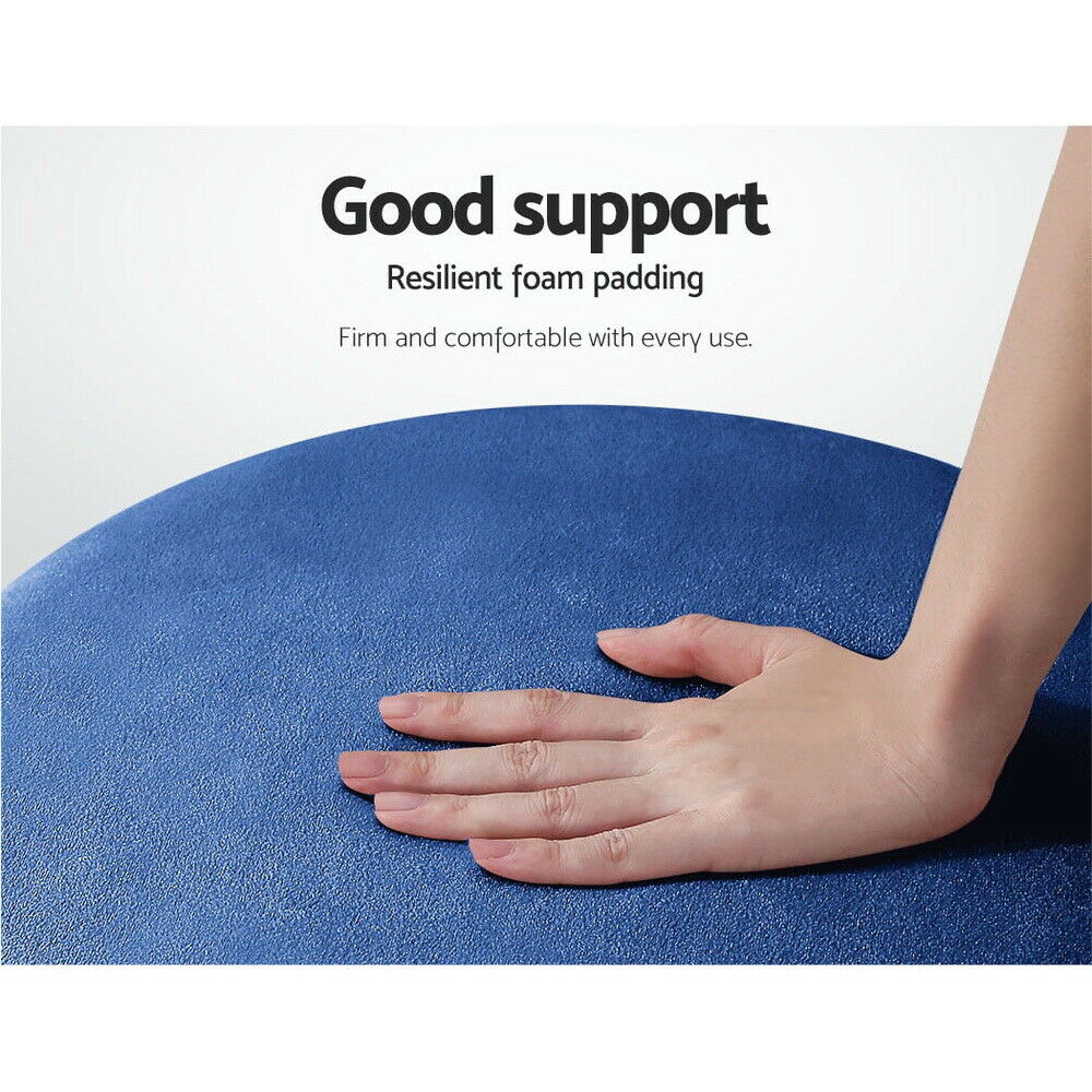 Round Velvet Ottoman Foot Stool Foot Rest Pouffe Padded Seat Bedroom Footstool NAVY VELVET