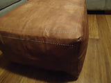 Moroccan Leather Ottoman Pouffe Pouf Footstool Coffee Table in Mid Tan LARGE - 60 CM