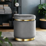 Round Velvet Ottoman Foot Stool Foot Rest Pouffe Padded Seat Bedroom Footstool CHARCOAL