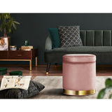Round Velvet Ottoman Foot Stool Foot Rest Pouffe Padded Seat Bedroom Footstool CORAL (Single Ring)