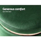 Round Velvet Ottoman Foot Stool Foot Rest Pouffe Padded Seat Bedroom Footstool GREEN VELVET