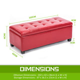 Bestselling Bella Ottoman Storage Box Australia - Red Rouge - PU Leather Style