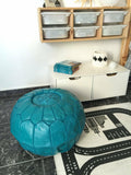 Moroccan Leather Ottoman Pouffe Pouf Footstool In Turquoise